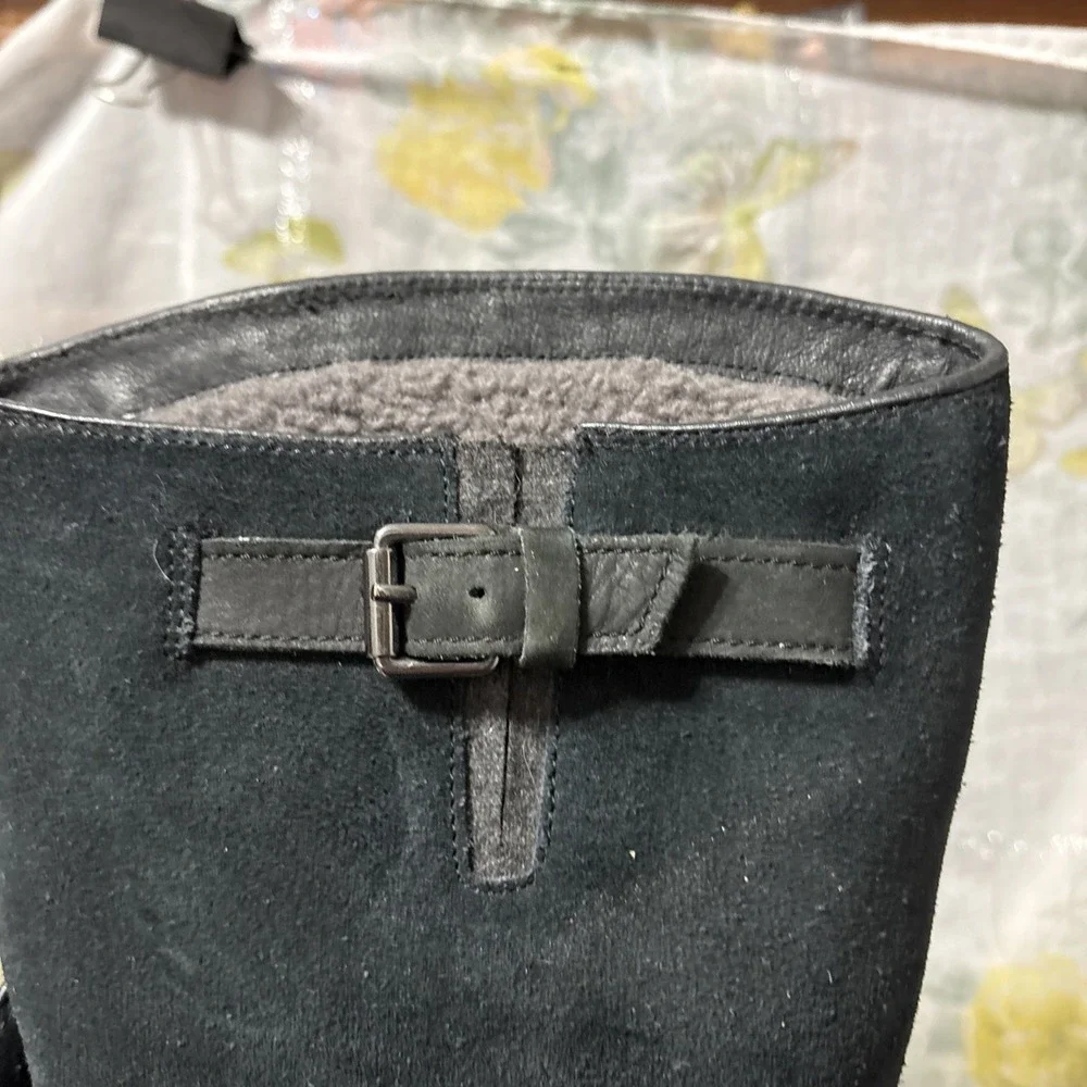 Ugg Thomsen Tall Black Suede Leather Knee High Riding‎ Waterproof Boots Size 8